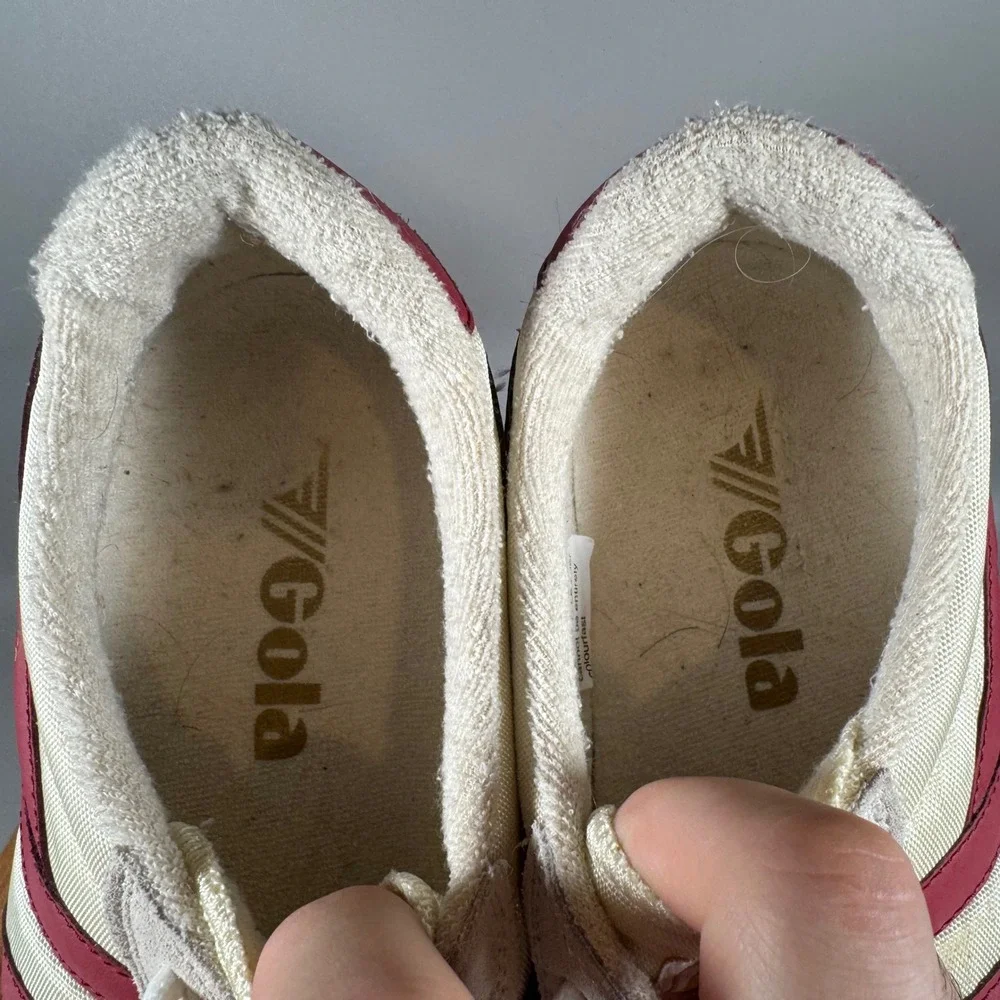Gola Daytona Mens Retro Sneakers Off White Burgundy‎ Gum CMA592 Size 12